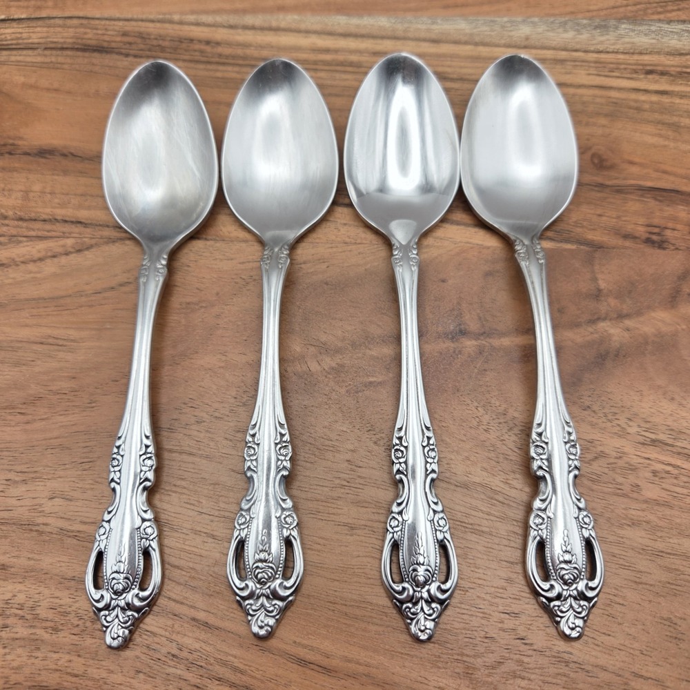 Set Of 4 Oneida Community Brahms Stainless Steel 18/10 Soup Spoons